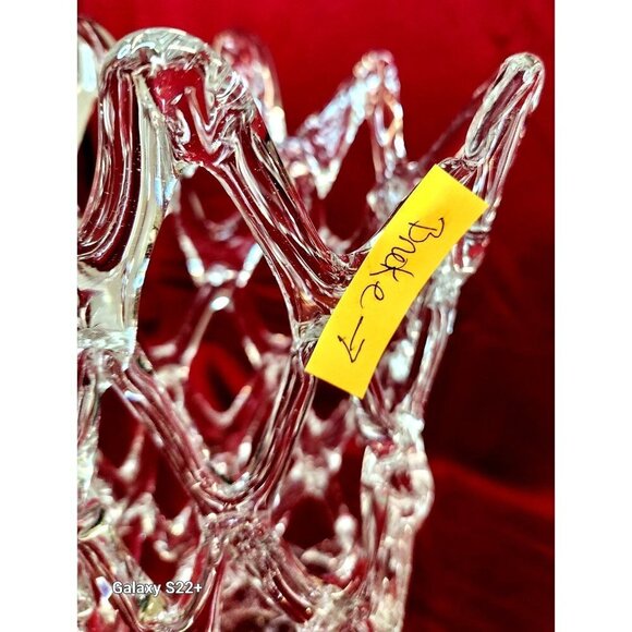 Murano Glass LATTICE WEB Art Glass Vase MCM Hand Blown Pulled Glass 13.5 X 6 IN - Picture 5 of 9